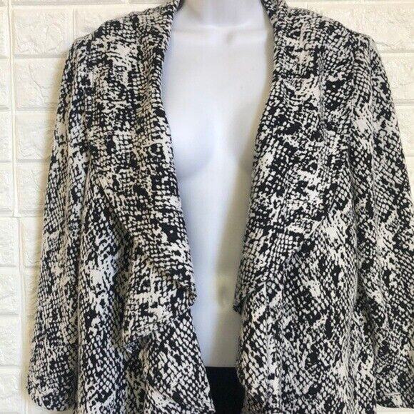 Calvin Klein‎ snake print ruffle flutter coat Women’s Size 14 - Picture 3 of 6